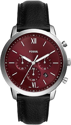 Relógio cronógrafo masculino Fossil Neutra com pulseira de aço inoxidável ou banda de couro legítimo.