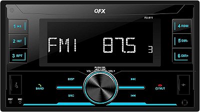 Estéreo para carro QFX FX-911 Bluetooth com rádio AM/FM, tocador de MP3, display LCD, 2 portas USB, entrada AUX e tocador de MP3