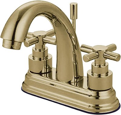 Torneria para banheiro Kingston Brass KS8612EX Elinvar 4 Centerset, 4-3/4, Polished Brass