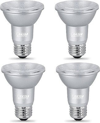 Lâmpadas LED Feit Electric PAR20, equivalente a 50W, Lâmpadas Spotlight reguláveis, branco brilhante 3000k, base E26, 450 lumens, vida útil de 22 anos, lâmpadas de hol