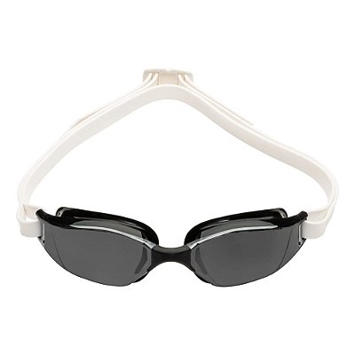 Óculos de Natação Aqua Sphere XCEED Adulto - Tecnologia de Lente Curvada, Ponte de Nariz Ajustável - Parceiro Ideal para Nadadores de Performance - Lente Escura/Armação Preta + Branca
