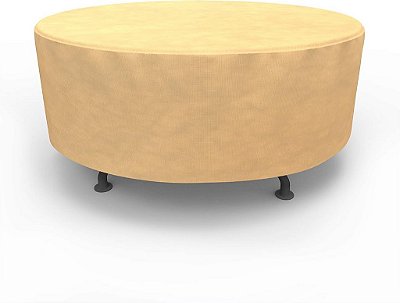 Capa para mesa de pátio redonda para todas as estações Budge P5A23SF1 leve, resistente aos raios UV, grande, cor bege