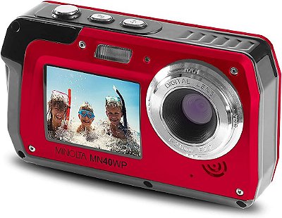 Câmera Digital à Prova d'Água Minolta 48 MP com Tela Dupla MN40WP