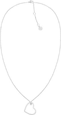 Colar de Pingente em Forma de Coração de Aço Inoxidável 2780756 da Tommy Hilfiger para Mulheres, Cor: Prata