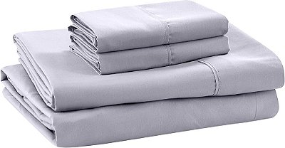 Lençóis macios de microfibra da Modern Threads - Luxuosos lençóis de microfibra - Inclui lençol de cima, lençol ajustável com bolsos profundos e fronhas Lilás Mármore Califórnia King