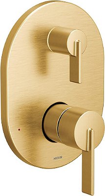 Coleção Moen UT3331BG CIA M-CORE 3-Series 2-Handle Shower Trim com Transferência Integrada, Válvula Necessária, Dourado Escovado.