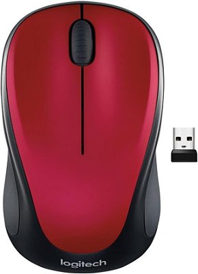 Mouse sem fio Logitech M317, 2.4 GHz com receptor USB, rastreamento óptico de 1000 DPI, bateria de 12 meses, compatível com PC, Mac, laptop, Chromebook - Vermelho
