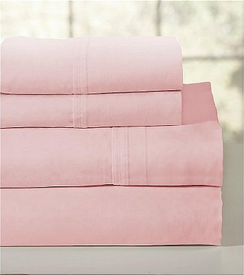 Roupa de cama Lullaby 200 fios com completos jogo de lençol de algodão penteado, cor rosa.