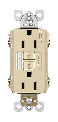 Luz Noturna Legrand Radiant 15A, Tomada GFCI com Autoteste, Seguro para Crianças, À Prova de Manipulação, Marfim