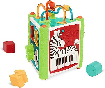 Battat - Cubo de Atividades & Classificador de Formas - 8 Formas & Labirinto de Contas - Música & Luzes - Brinquedo de Aprendizado Para Crianças Pequenas, Crianças - Centro de Atividades