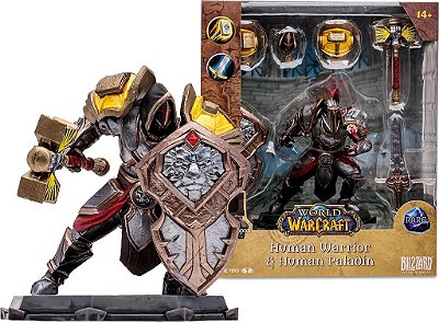 McFarlane Toys - Mundo de Warcraft Humano: Guerreiro/Paladino (Raro) Figura Posada na Escala 1:12