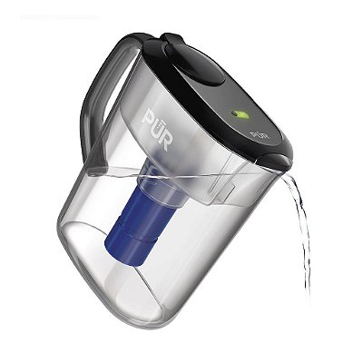 Filtro de água PUR PLUS com jarra de 11 copos e 1 filtro genuíno PUR PLUS, capacidade de 11 copos, filtração poderosa 3 em 1, livre de BPA, seguro para lava-louças, fumaça (
