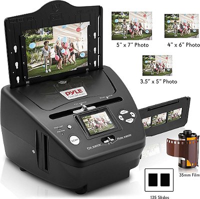 Scanner de Foto, Slide e Filme Digital 3-em-1 da Pyle - Converta Negativos e Slides de Filmes de 35mm - Com HD 5.1 MP - Tela LCD Digital, Fácil de Usar
