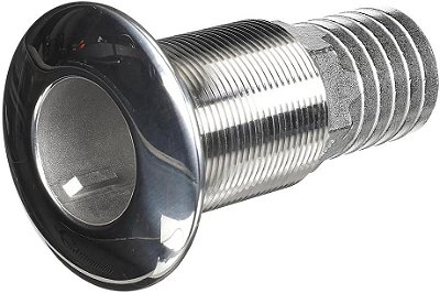 Conector de passagem reta de comprimento padrão de aço inoxidável com barbelas da Attwood 66551-3, 1 1/2 polegadas.