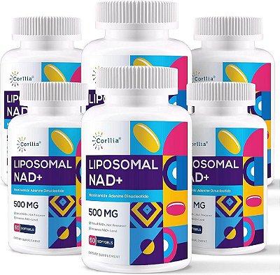 Capsulas de Softgels de NAD+ Liposomal 500mg com TMG 250mg, Suplemento de NAD+ Real, 360 Porções