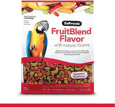 Alimento para pássaros ZuPreem FruitBlend Flavor Pellets para aves grandes, 3,5 lb - Mistura diária feita nos EUA para Amazons, Araras e Cockatoos.