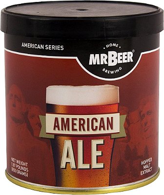 Refil para Fabricação de Cerveja em Casa de 2 Galões Mr. Beer American Ale, Vermelho/Preto