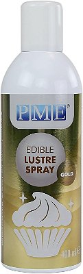 PME Gold Tall Edible Lustre Spray Can-400ml (13.5 oz) traduzido para o português brasileiro é: PME Spray Lustroso Comestível Dourado Grande - Lata de 400ml (13.5 oz)