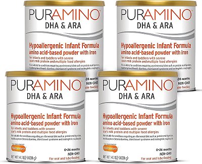 Enfamil PurAmino Bebida Infantil Hipoalergênica, para Alergias Alimentares Graves, Ômega-3 DHA, Ferro, Suporte Imunológico, Lata em Pó, 14,1 Oz (Pac