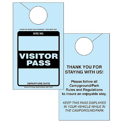 Passe de Estacionamento para Visitantes - Tag Pendurada no Espelho Retrovisor para Campings, Parques de RV, Reboques e Campistas (Azul, 250)