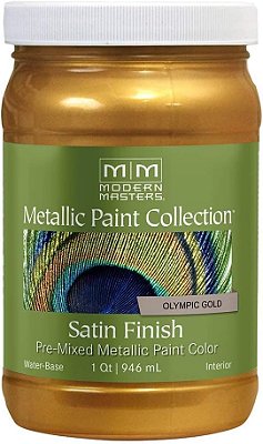 Modern Masters 1 qt ME659 Olympic Gold Metallic Paint Collection - Tinta Metálica Decorativa à Base de Água Coleção Ouro Olímpico