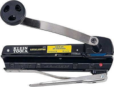 Ferramenta de Corte de Cabo Blindado e BX Klein Tools 53725, Corta até 3/8 Polegadas de Cabos Blindados-BX-AC-MC-MCAP-Greenfield, com Armazenamento e Lâminas Extra