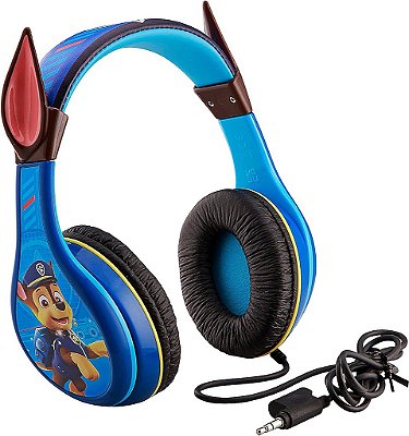 Fones de ouvido Paw Patrol Chase para crianças com recurso de limitação de volume embutido para uma audição segura e amigável às crianças