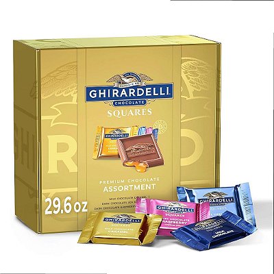 Caixa de presente de Dia dos Namorados com Assortimento de Quadrados de Chocolate GHIRARDELLI Premium, 29,6 oz