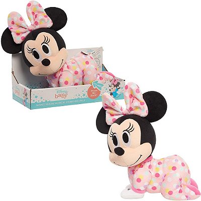 Disney Baby Musical Crawling Pals Pelúcia Minnie Mouse, Brinquedo de Pelúcia, Brinquedos Oficiais Licenciados para Crianças de 09 Meses pela Just Play