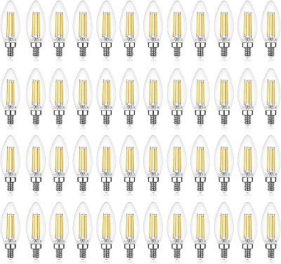 Lâmpada LED Sigalux E12 com base em formato de candelabro, regulável, lâmpadas LED para lustres, lâmpadas LED equivalentes a 60 watts, formato B10, luz branca suave de 2700K, l