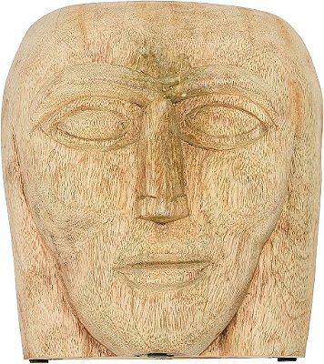 Objeto decorativo de madeira de manga esculpido à mão Bloomingville, 9 L x 4 W x 10 H, Natural
