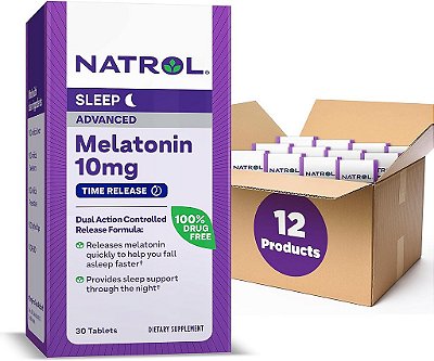 Melatonina Avançada de Sono Natrol 10mg, Suplemento Dietético para um Sono Repousante, Comprimidos de Liberação Prolongada de Melatonina, 30 Comprimidos de Liberação Prolongada, Fornec