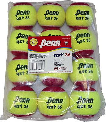 Bolas de Tênis Penn QST 36 - Bolas de Tênis Vermelhas com Feltro para Iniciantesjuvenis.