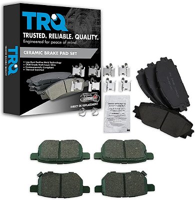 Pastilhas de freio cerâmicas TRQ compatíveis com Lexus CT200h 2011-2017 e Toyota Prius 2010-2018