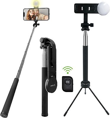 Bastão de Selfie sem fio da Cellet com Tripé e Controle Remoto para Smartphones, GoPro, Câmera de Ação, iPhones, Galaxy Phones, Google Pixel, Moto.