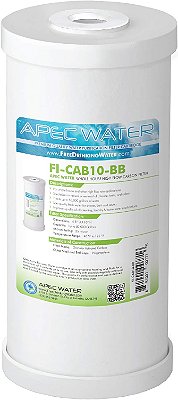Filtro de água de substituição de carbono GAC de alto fluxo para casa inteira de 10 polegadas da APEC (FI-CAB10-BB)