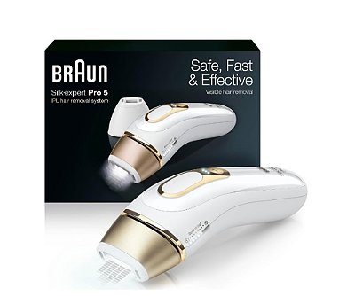 Dispositivo de remoção de pelos Braun Silk Expert Pro5 IPL para mulheres e homens - Redução duradoura do crescimento dos pelos, uma alternativa praticamente indolor à remoção a laser no salão.