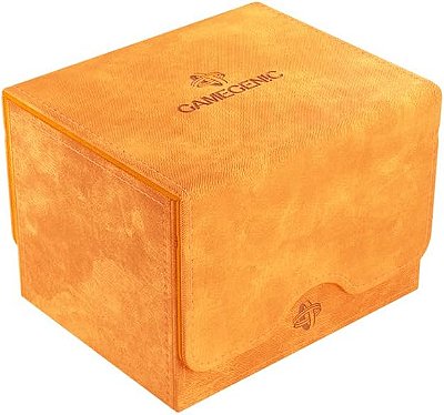 Caixa de deck conversível Sidekick 100+ XL | Caixa de armazenamento de cartões com entrada lateral e tampa removível | Armazena 100 cartas com mangas duplas em mangas internas extra grossas | Cor laranja | Feito