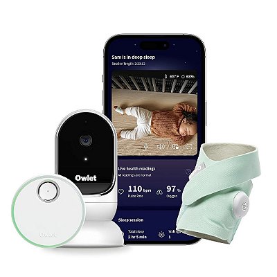 Monitor Inteligente Para Bebê Owlet® Dream Duo: Dream Sock® Plus Aprovado Pela FDA Owlet Cam - Rastreia e Notifica a Frequência Cardíaca e a Oxigenação Enquanto Visualiza o Bebê em Vídeo