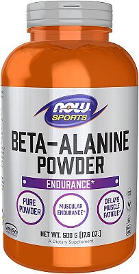 Nutrição esportiva NOW, Pó Puro de Beta-Alanina 2.000 mg, Resistência Muscular*, 500 Gramas