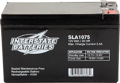 Bateria 12V 8Ah Interstate Batteries (SLA1075) de Chumbo-Ácido Selada Recarregável SLA AGM (Terminal F1) para Sistemas UPS de Internet Sem Fio, FIOS, SP12-7