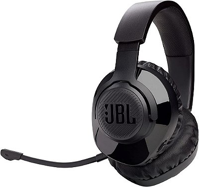 Fone de ouvido para jogos de PC sem fio JBL Quantum 350 com microfone removível boom, Preto, Grande
