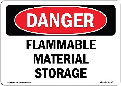 Placa de Perigo da OSHA - Armazenamento de Material Inflamável | Placa de Alumínio | Proteja seu Negócio, Canteiro de Obras, Armazém e Área de Loja | Fabricado nos EUA