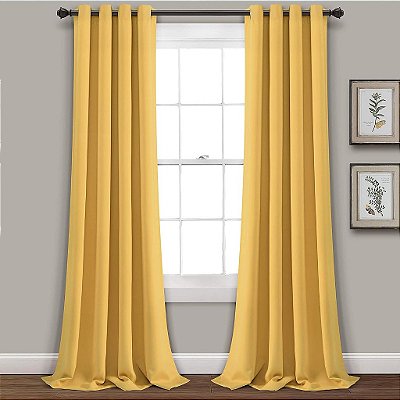 Painéis de cortina de janela isolada com ilhós e bloqueio de luz Lush Decor, Par, 52 L x 95 A, Amarelo.