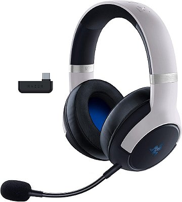 Fone de ouvido para jogos sem fio Razer Kaira Pro com haptics para PS5/PS4, PC, Mobile - Drivers HyperSense, microfone removível, RGB Chroma