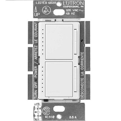 Chave Dimmer Digital Dupla Lutron Maestro Apenas para Lâmpadas Incandescentes, 300 Watts/Monopolar, MA-L3L3-WH, Branco