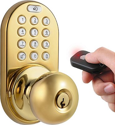 Trava de Porta Digital MiLocks XKK-02P com Entrada sem Chave Via Controle Remoto e Código de Teclado para Portas Internas.