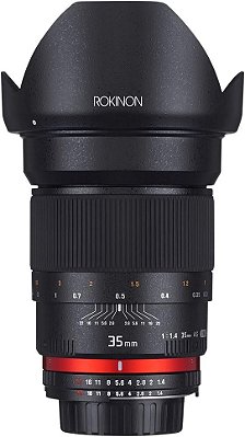 Lente de cinema grande angular Rokinon 35mm F1.4 AS UMC para Sony E-Mount (NEX) (RK35M-E)