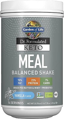 Pó Shake Balanceado para Refeição Cetogênica Formulado pelo Dr. Garden of Life, com Manteiga de Gramado Verdadeiramente Alimentada com Grama & Proteína Whey, Probióticos, Sem OGM, Sem Glúten