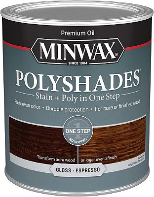 Minwax PolyShades - Corante para Madeira + Acabamento de Poliuretano - Quarto, Espresso, Brilhante
